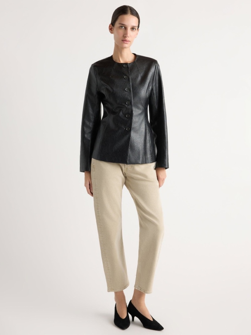 Modern Citizen Maddox Sculpted Vegan Leather Blazer Size MBlack / M